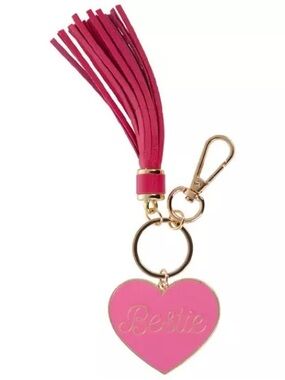 New Pink 'Bestie' Heart Tassel Keychain Bag Charm